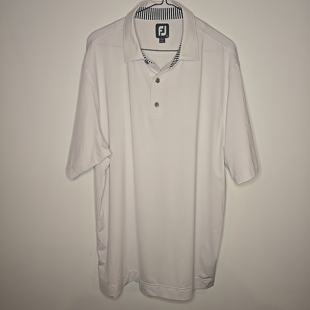 FootJoy FJ Golf Dryjoys White Polo Shirt Men's Size L